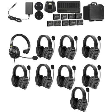 Sistem Intercom Wireless pentru 9 Persoane WiTalk WT9D Full-Duplex 1.9GHz Casti Dual-ear Negru