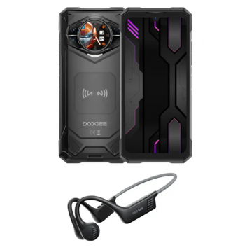 Telefon mobil Doogee S200X VIP, Gri, 5G, Dual Display 6.72  +1.32  , AMOLED, Functii AI, 32GB RAM (12GB+20GB extensibili), 512GB ROM, 100MP, Android 14, Dimensity 7050, 10100mAh, Casti, Dual SIM