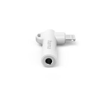 Adaptor Auxiliar Lightning - 3.5 mm Jack Socket 90° Angled Plug Alb