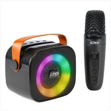 Boxa Portabila Karaoke Cu 1 Microfon Functie BT/USB/TWS Negru