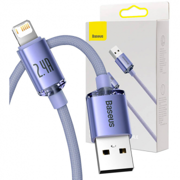 Cablu Date Crystal Shine  USB o Lightning 2.4A 1.2m   Mov
