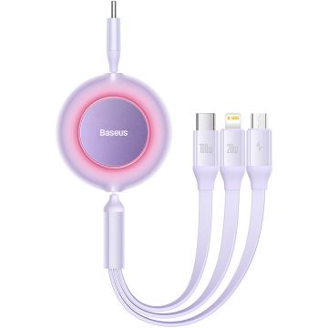 Cablu de date Bright Mirror 2, USB Type-C - Micro-USB/Lightning/USB Type-C, 3.5A, 1.1m, Mov