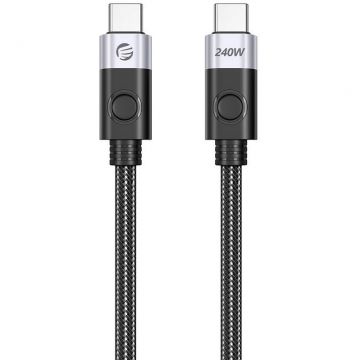 Cablu de date CC240, 2x USB-C, 240W, 5A, 8K, 60Hz, 1m, Negru