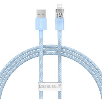 Cablu de date Explorer, USB/Lightning, 2.4A, 1m, Albastru