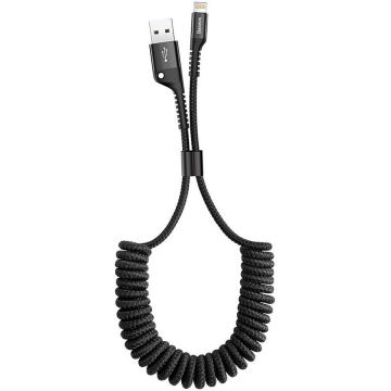 Cablu de date Fish Eye Spring Data USB la Lightning 1m Negru