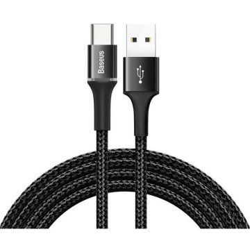 Cablu de date Halo, USB/USB Type-C, LED, 2A, 2m, Negru