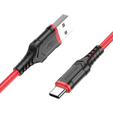 Cablu de Date si Incarcare BX67 USB-A la USB-C 18W 1m Rosu