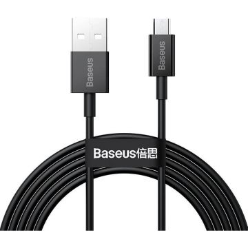 Cablu de date Superior, USB/Micro-USB, 2A, 2m, Negru