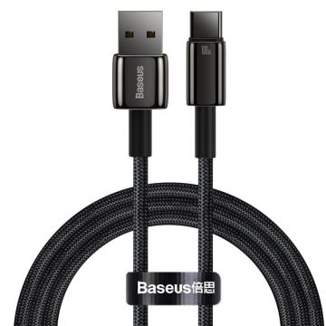Cablu De Date Tungsten Gold Fast Charging USB la Type-C 100W 1m Negru