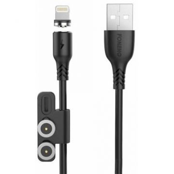 Cablu X62 Magnetic 3in1 USB la USB-C / Lightning / Micro USB Cable 2.4A 1M Negru