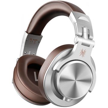 Casti Fusion A71, Bluetooth, Cablu audio 6.35 la 3.5 mm inclus, Maro/Argintiu