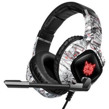 Casti K19 Camou Gaming    110dB  20KHz 40mm Omnidirectional LED  USB  Jack 3.5mm Alb