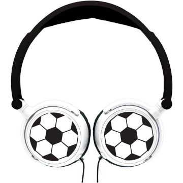 Casti Pliabile Design Fotbal Alb-Negru