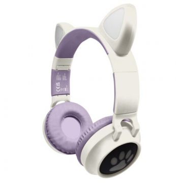 Casti Wireless Bluetooth Fara Fir Alb/Mov