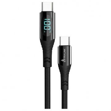 Cablu Date Smart Life USB-C - USB-C  Display LED  100W 2m Negru