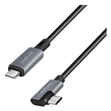 Cablu de Date / Incarcare pentru Smartphone USB 2.0 Type-C (T) la USB 2.0 Type-C (T) la  90 Grade PD 100W 2 x Ecranat Plastic 3M Negru