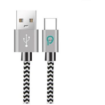 Cablu de Date / Incarcare pentru Smartphone USB 3.0 (T) la Type-C (T) 2.1A Braided 1M Zebra Alb/Negru
