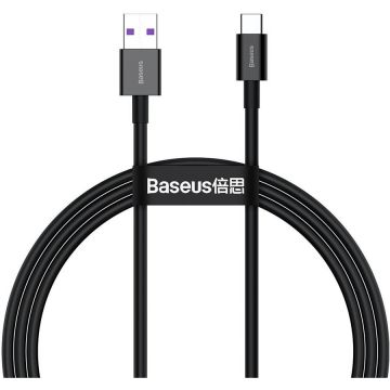 Cablu de date Superior, USB/USB Type-C, 66W, 6A, 1m, Negru