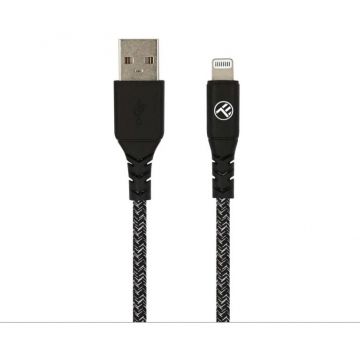 Cablu Green USB la MFI Lightning 2.4A 1m Nailon Negru