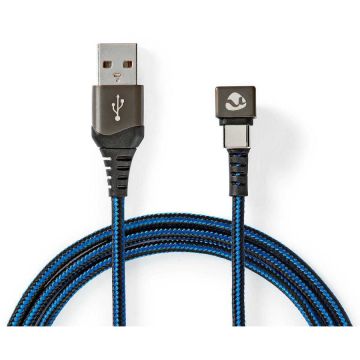 Cablu USB 2.0 A Tata la USB-C Tata 1m Negru / Albastru