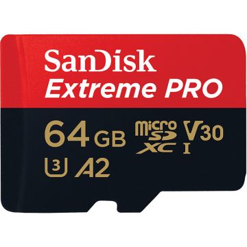 Card Extreme PRO R200/W90 microSDXC 64GB UHS-I U3 A2 Clasa 10 cu adaptor SD