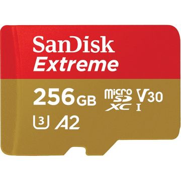 Card Extreme R190/W130 microSDXC 256GB UHS-I U3 A2 Clasa 10 cu adaptor SD