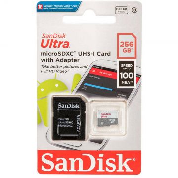 Card microSDXC Ultra 256GB 100Mbs Clasa 10 cu adaptor SD