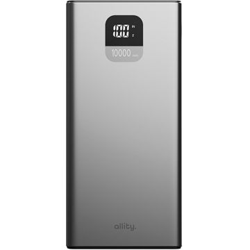 Baterie externa Allity APB-100, 10000 mAh, 2x USB, 1x USB-C, 22.5 W, QuickCharge, Display, Silver