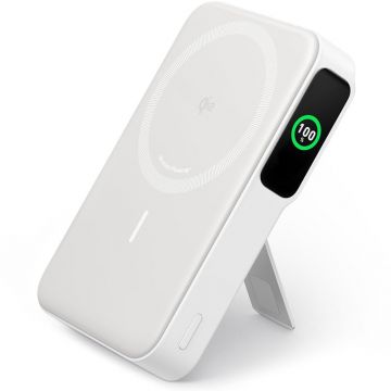 Baterie externa Anker MagGo, 10000 mAh, 27W, 1x USB-C, pentru seria iPhone 12/13/14/15, White