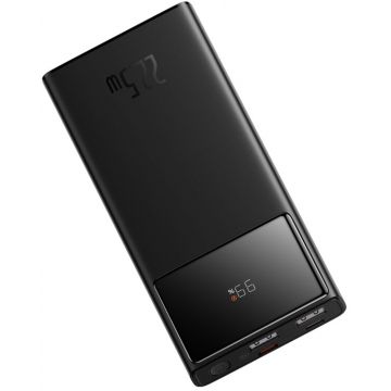Baterie externa Baseus Star-Lord Digital, 10000 mAh, 2x USB, 1x USB-C, 22.5 W, Display, Black