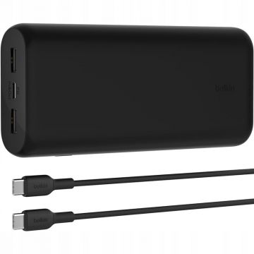 Baterie externa Belkin BoostCharge 20000 mAh, 2x USB, 1x USB-C, Black
