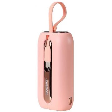 Baterie externa Joyroom 10000 mAh, 1x USB-C, 22.5 W, Cablu USB-C & Lightning integrat, Pink