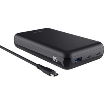 Baterie externa Trust Laro, 20000 mAh, 1x USB-A, 2x USB-C, 100W Power Delivery, Black, posibilitate incarcare laptop