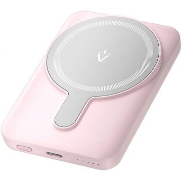 Baterie externa Vention 5000 mAh, magnetic wireless, 1x USB-C, pink