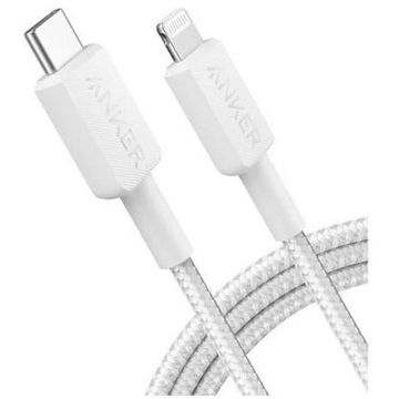 Cablu de date / adaptor Anker USB-C Male la Lightning Male 0.9 m, White