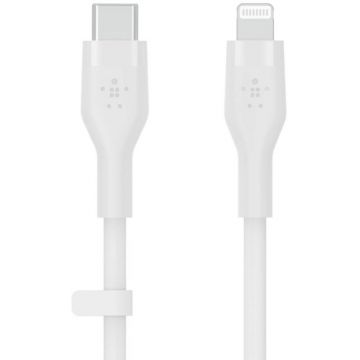 Cablu de date / adaptor Belkin BoostCharge USB-C Male la Lightning Male, 2m, White
