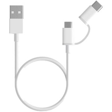 Cablu De Date Mi 2-in-1 USB Cable Micro USB Type C 30cm