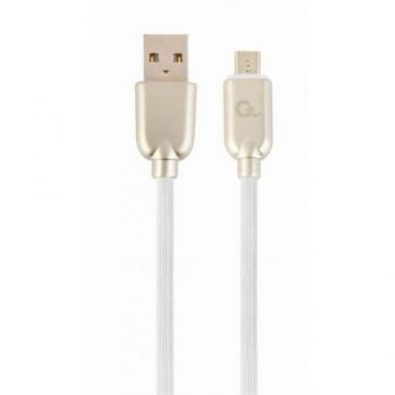 Cablu de date Premium Rubber USB - Micro USB 1m White