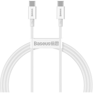Cablu de date Superior, 2x USB Type-C, 100W, 1m, Alb