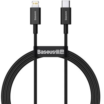 Cablu de date Superior, USB Type-C/Lightning, Power Delivery 20W, 2.4A, 1m, Negru