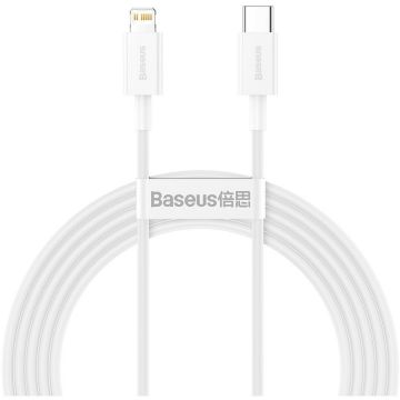 Cablu De Date Superior USB Type-C/Lightning Power Delivery 20W 2.4A 2m Alb