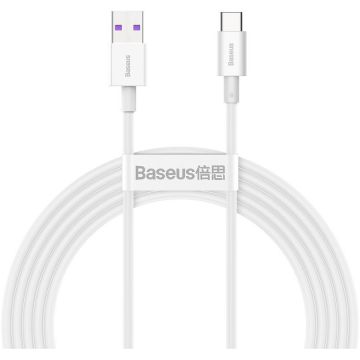 Cablu de date Superior, USB/USB Type-C, 66W, 6A, 2m, Alb