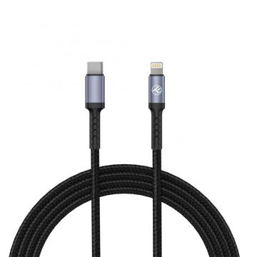 Cablu de date Type-C la Lightning 2A PD18W 1m nailon Negru