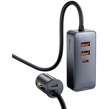 Incarcator auto Baseus Share Together, 2x USB-C, 2x USB, 120 W, Grey