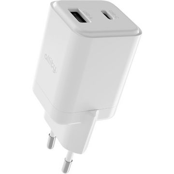 Incarcator retea Allity ATC-01-45WAC, 1x USB-C, 1x USB, Quick Charge 45 W, GaN, White