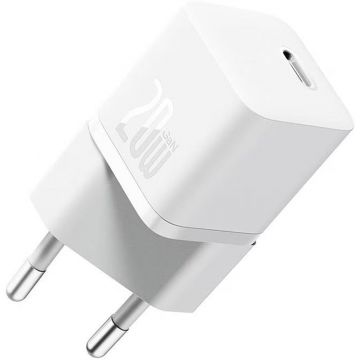 Incarcator retea Baseus GaN5, 1x USB-C, Fast Charger 20W, White