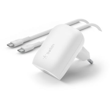 Incarcator retea Belkin 30W PD 1x USB-C, cablu USB-C la USB-C inclus, White
