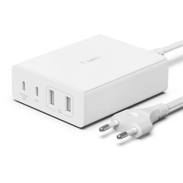 Incarcator retea Belkin BoostCharge Pro, GaN 108W, 2x USB, 2x USB-C, White