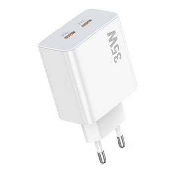 Incarcator retea Lamtech LAM113096, QC3.0, PD, 35W, 2x USB-C, White