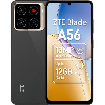 Smartphone ZTE Blade A56, 64GB, 12GB RAM (4GB + 12GB extensibili), Dual SIM, 4G, 4-Camere, Celestial Black